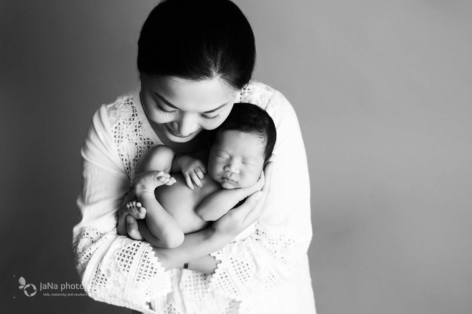 Burnaby newborn photography with mom black and white