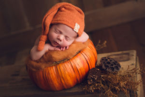 vancouver burnaby newborn photography - luca - orange - pumpkin