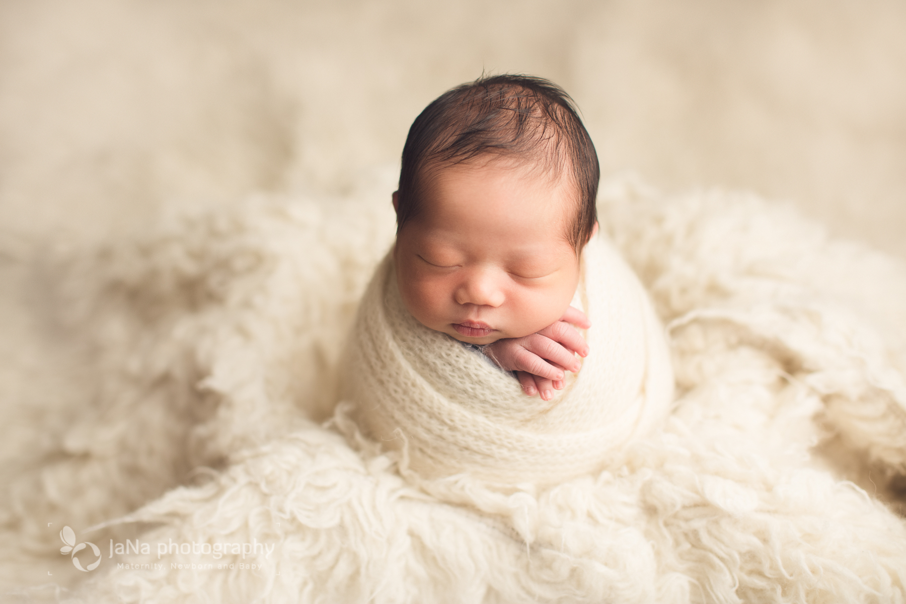 newborn photography - white potato sack position
