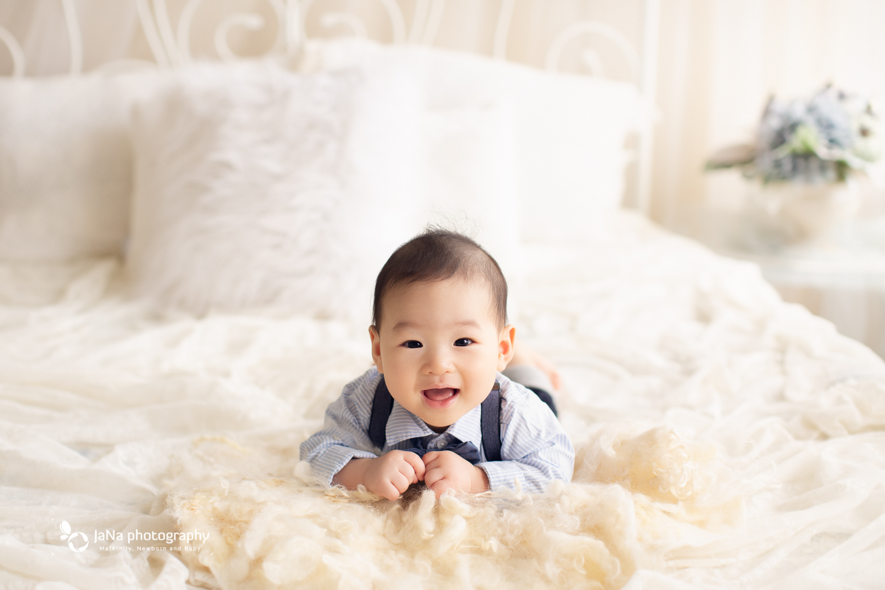 Vancouver baby girl photography - white background - smile