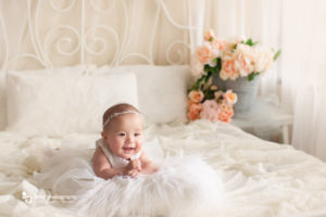 Vancouver baby girl photography - white background - smile