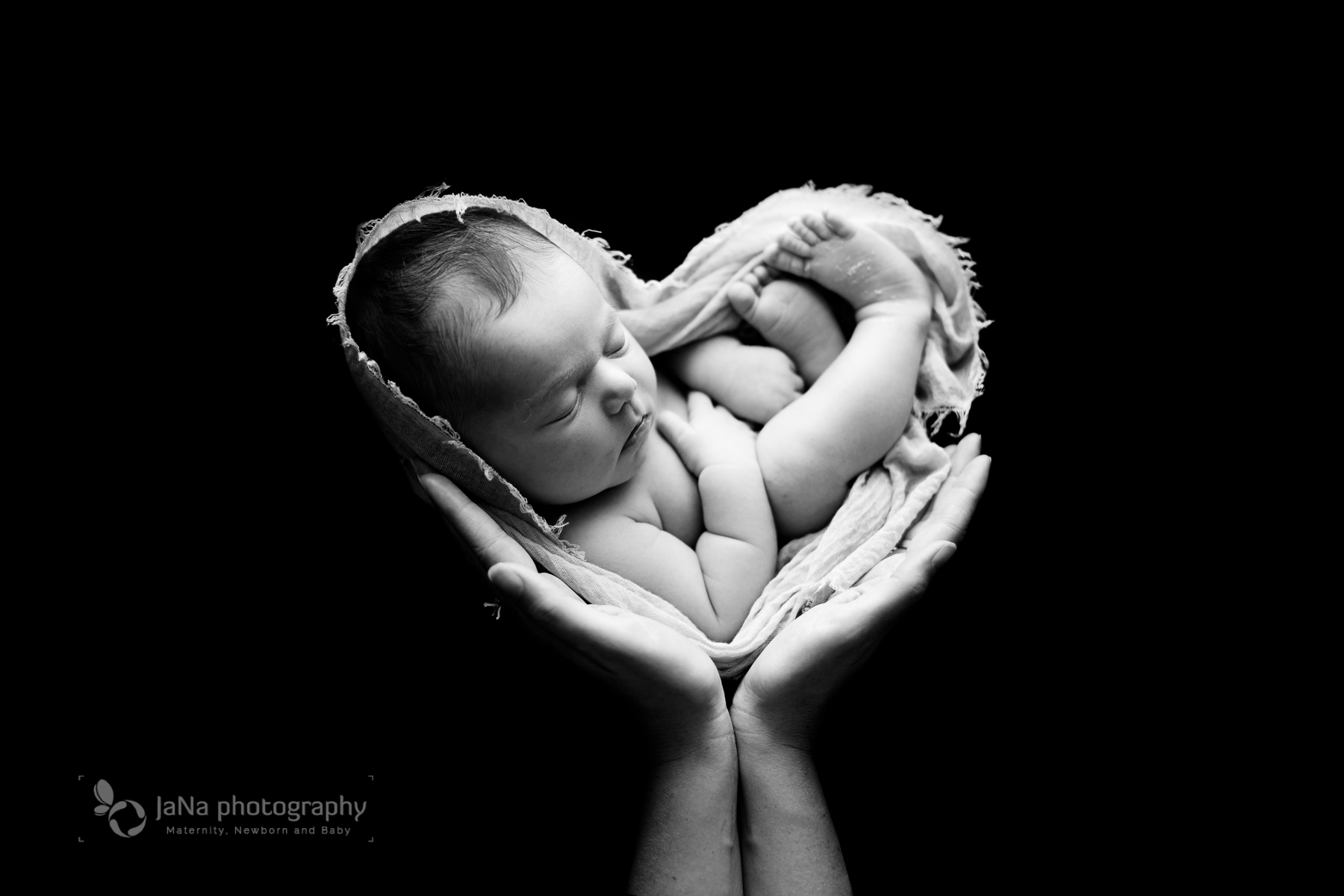 mom's hand on a black and white finish