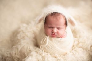 vancouver newborn photography - Stephanie - potato sack position - cute hat