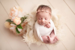 affordable vancouver newborn photography - girl - white whit flowers