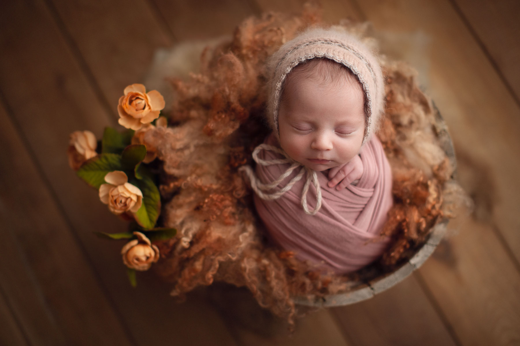affordable vancouver newborn photography - brown - flower