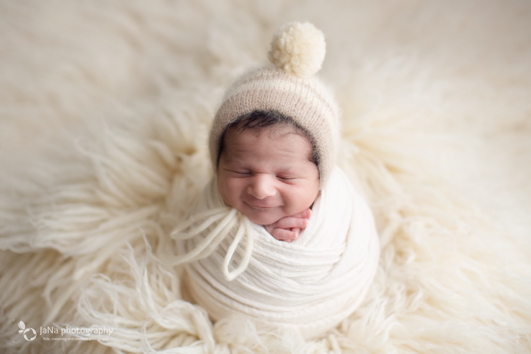white hat - baby boy - newborn smile-jana