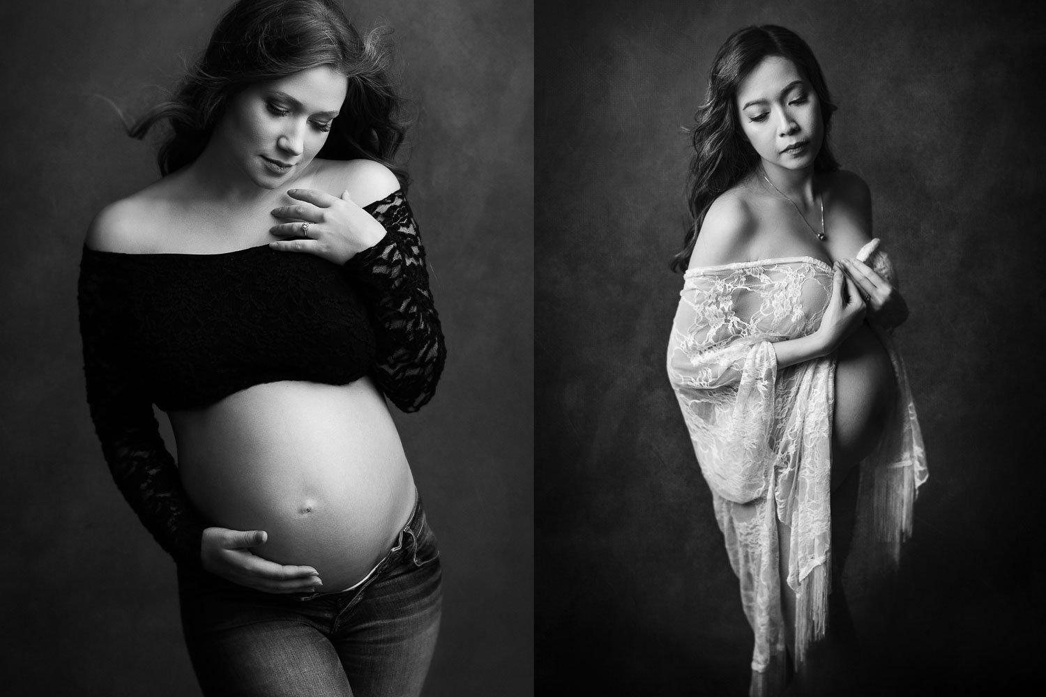 first mom to be at their pregnancy photography session in JaNa photography studio