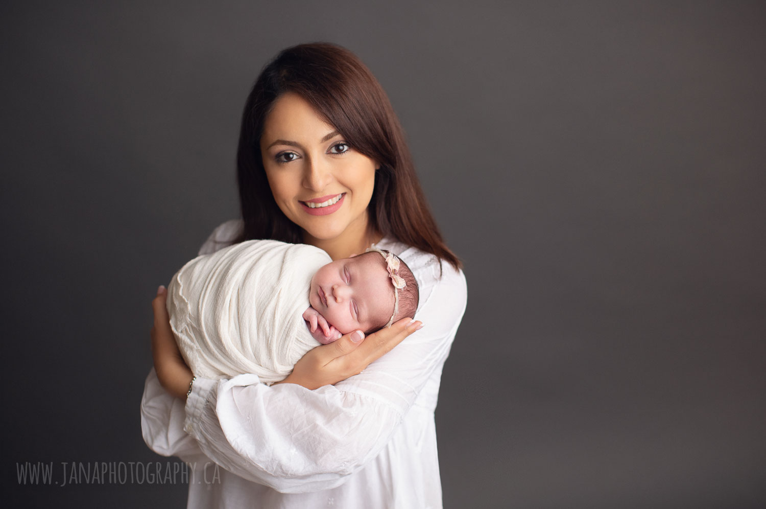 newborn baby girl with mom - newborn photography vancouver - black background