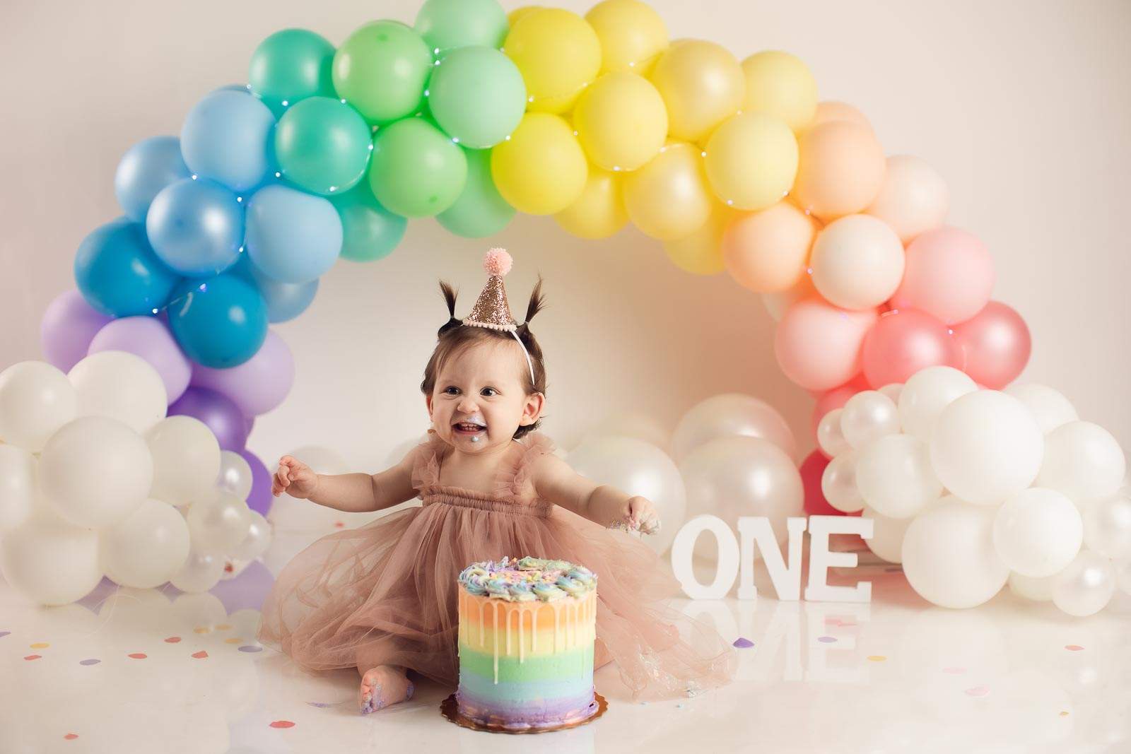 unicorn rainbow theme cake smash background for girls