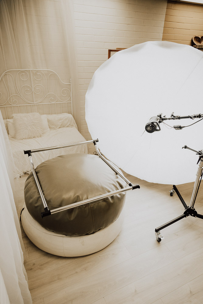 newborn photography on posing bag - bean bag with frame