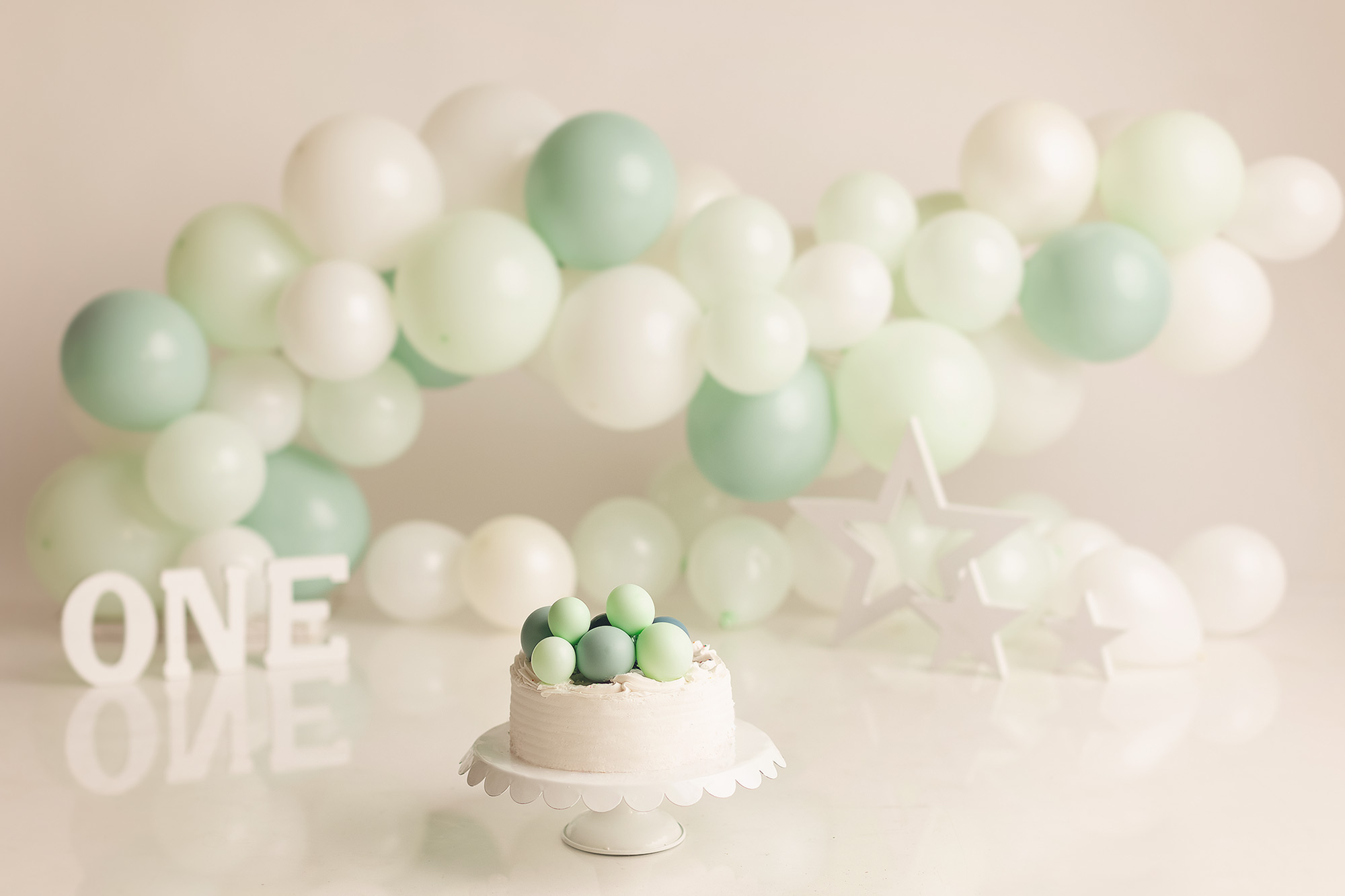 cake smash setup light green