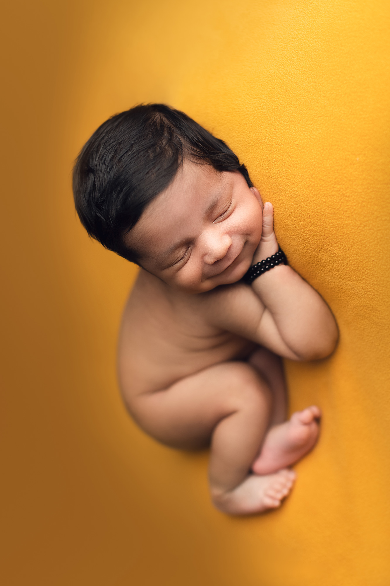 newborn photography - baby boy - yellow setup