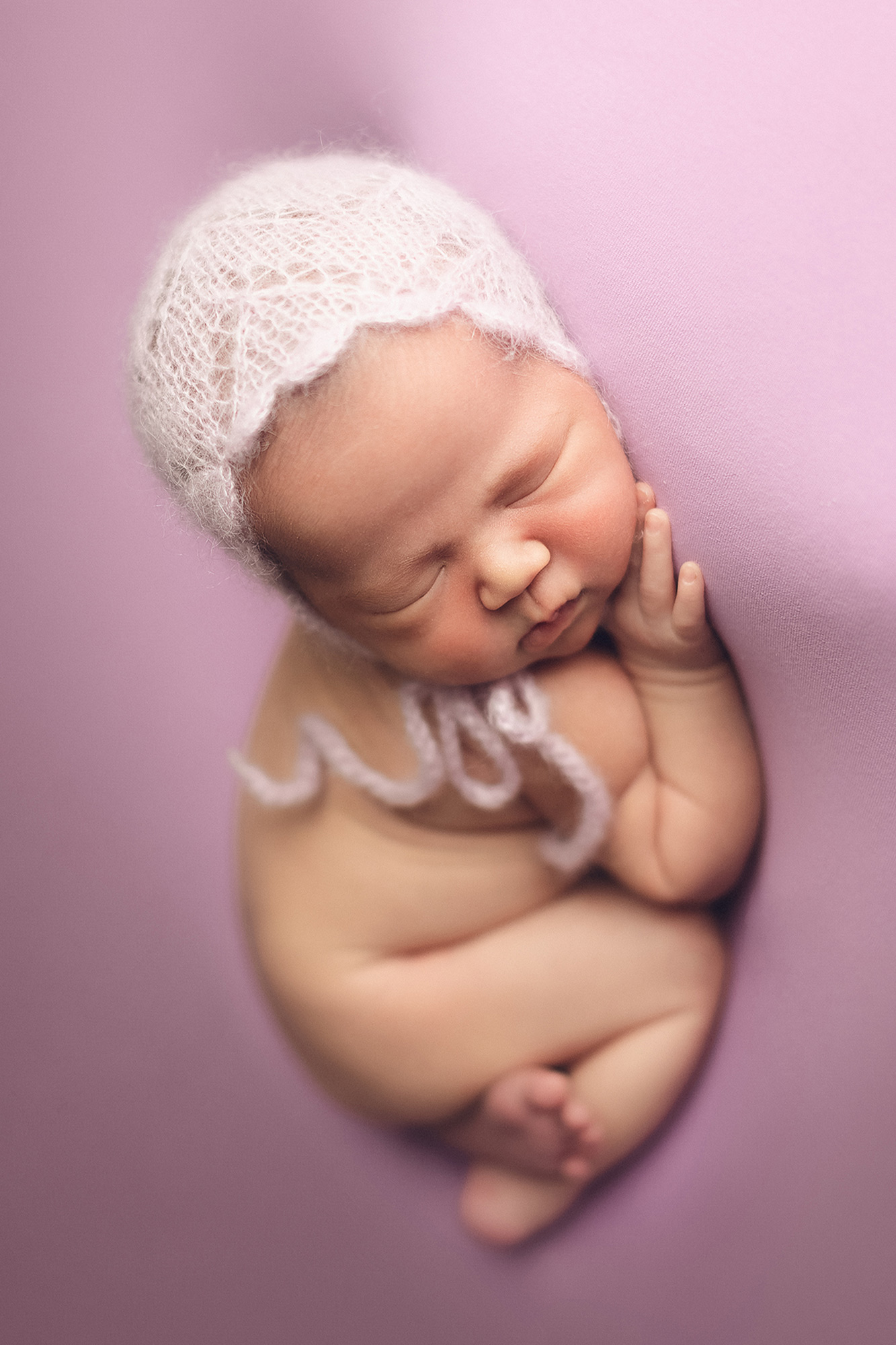 newborn photography - baby girl - purple setup