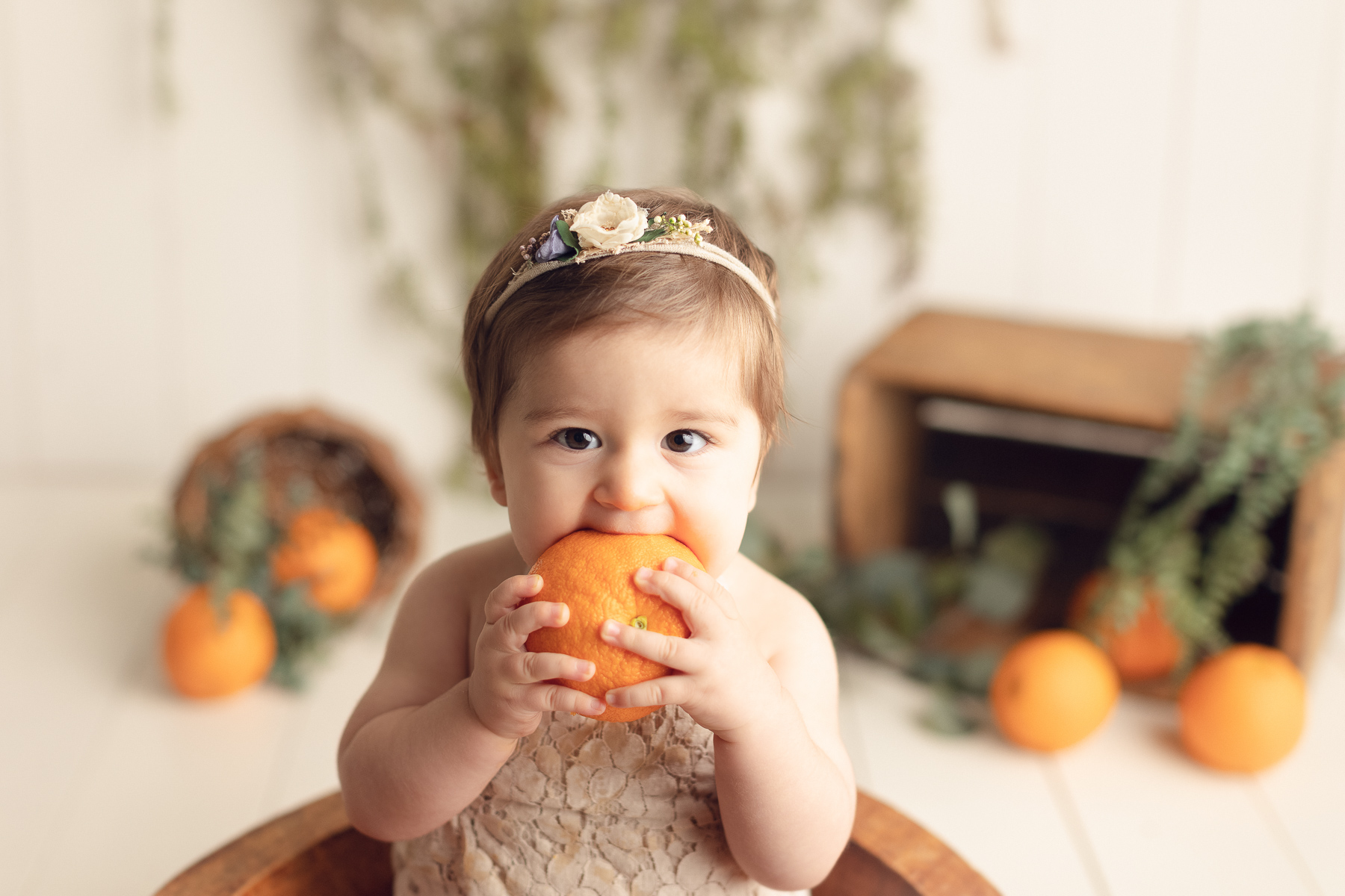 Cake smash photography Theme and preparation - Baby girl - Oranges - Baby photography vancouver
