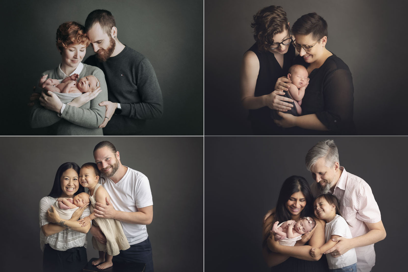 family newborn photography dark grey -  black