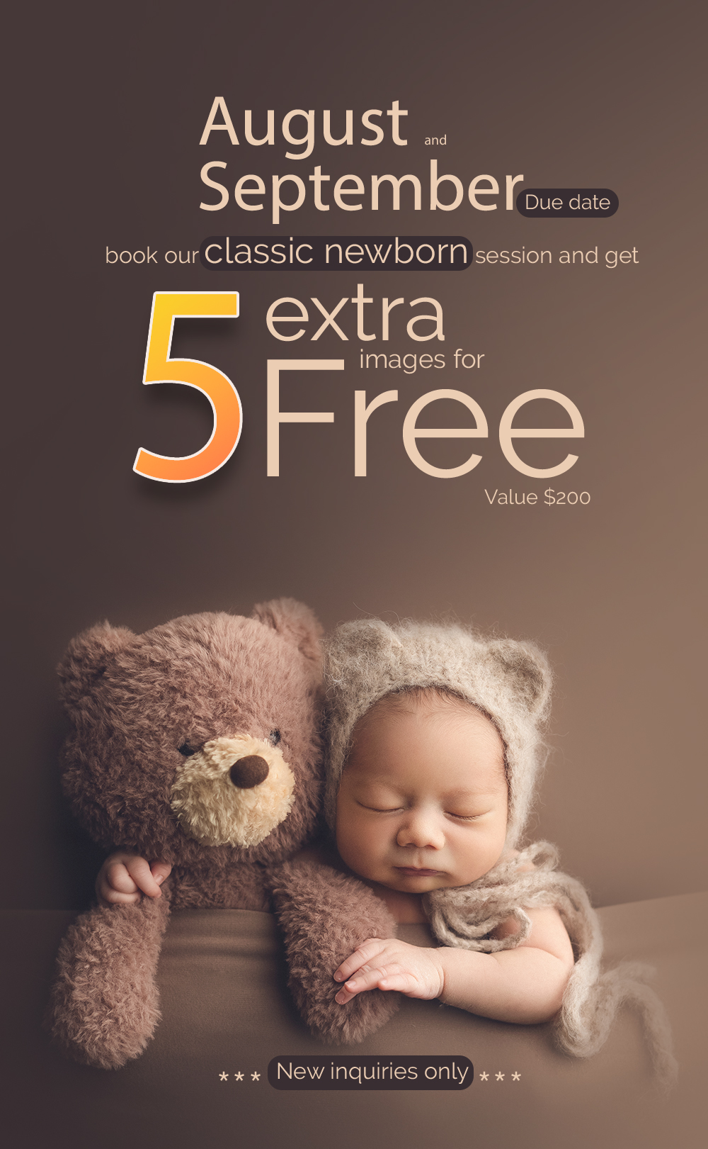 august and September  promotions - classic newborn photography