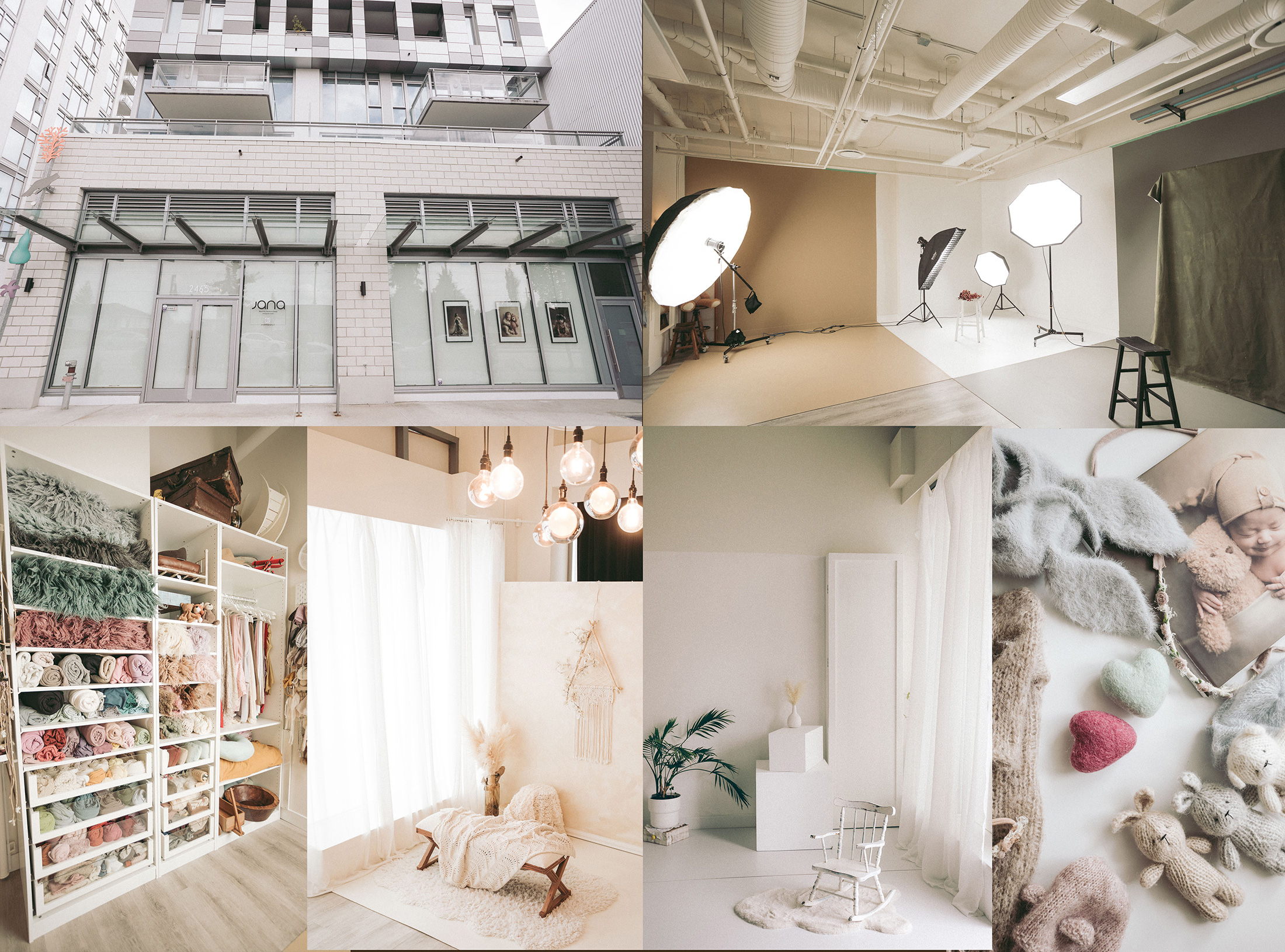 Modern photography studio with diverse setups -