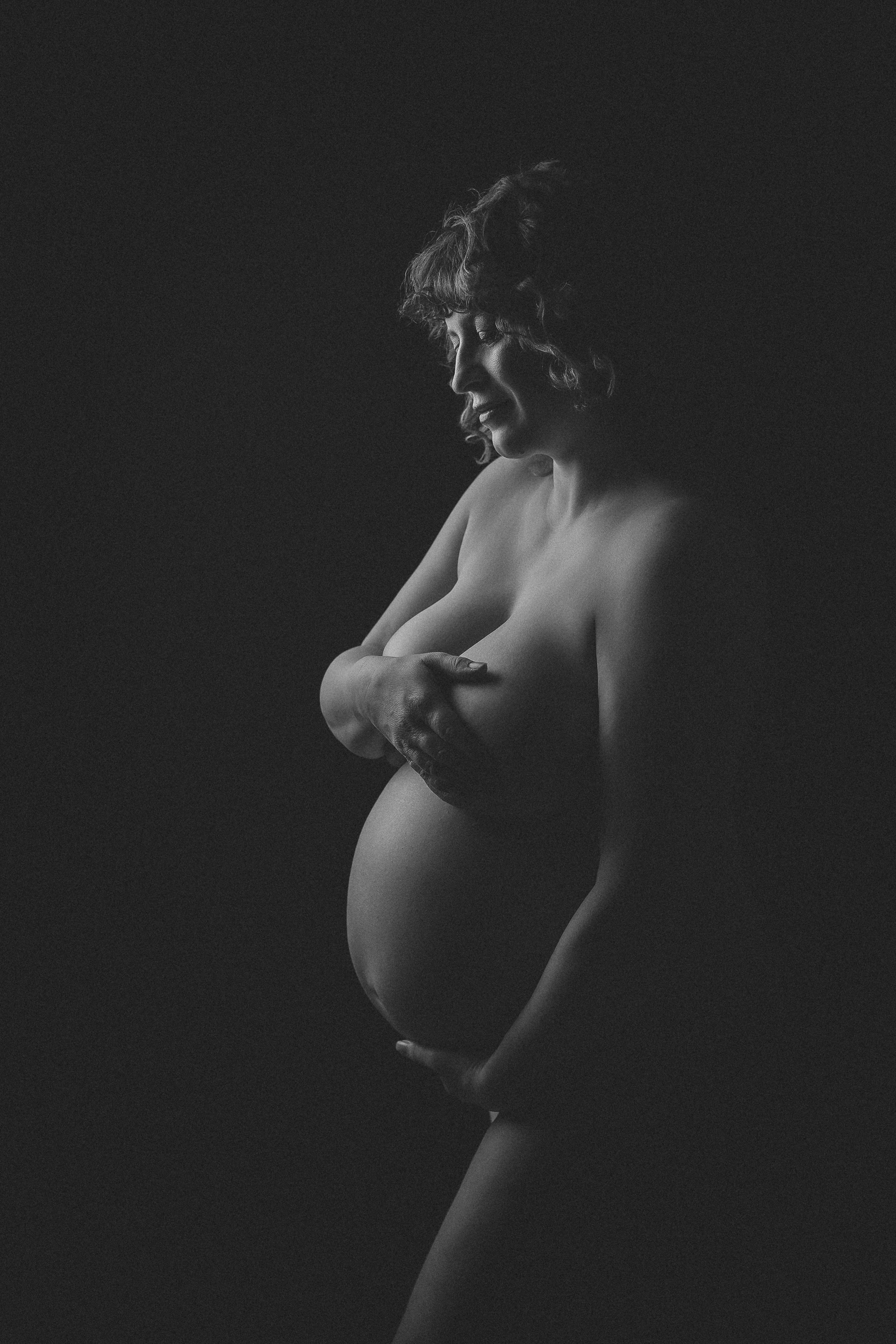 Pregnant woman in artistic black-and-white